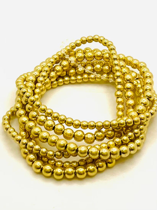 BRACELET- 6 STACK MATTE GOLD