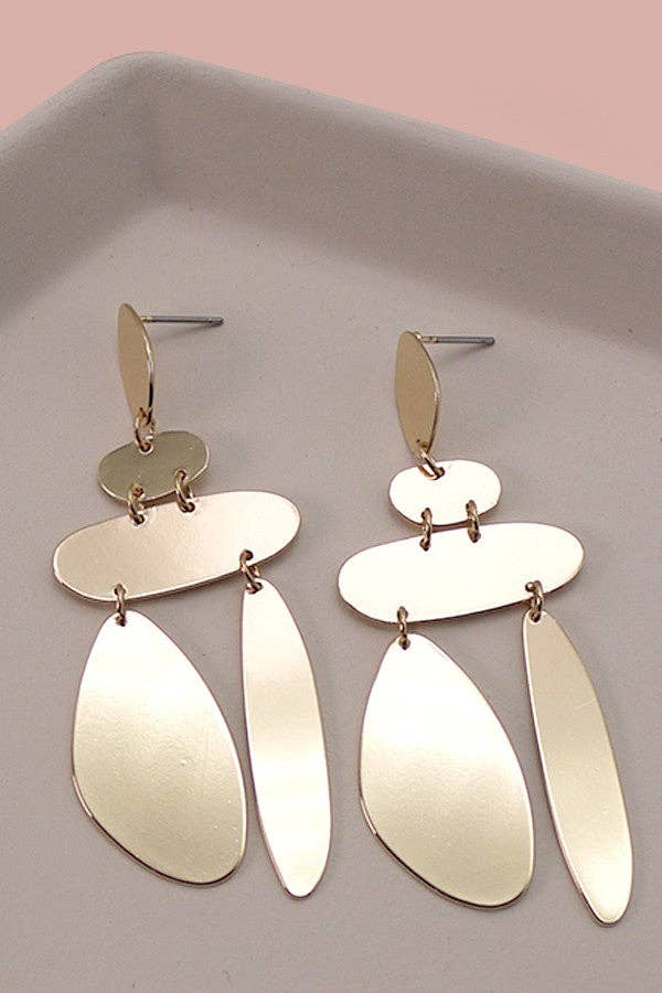 OFF SHAPE GEO DROP EARRINGS: GOLD