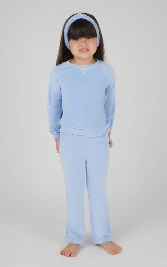 TODDLER 3PC VELOUR SET: LT BLUE