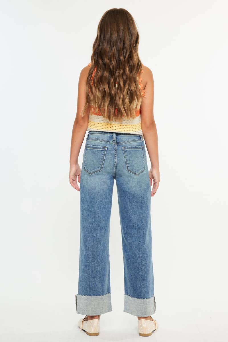 GIRLS KANCAN HIGH RISE CROP WIDE LEG JEANS