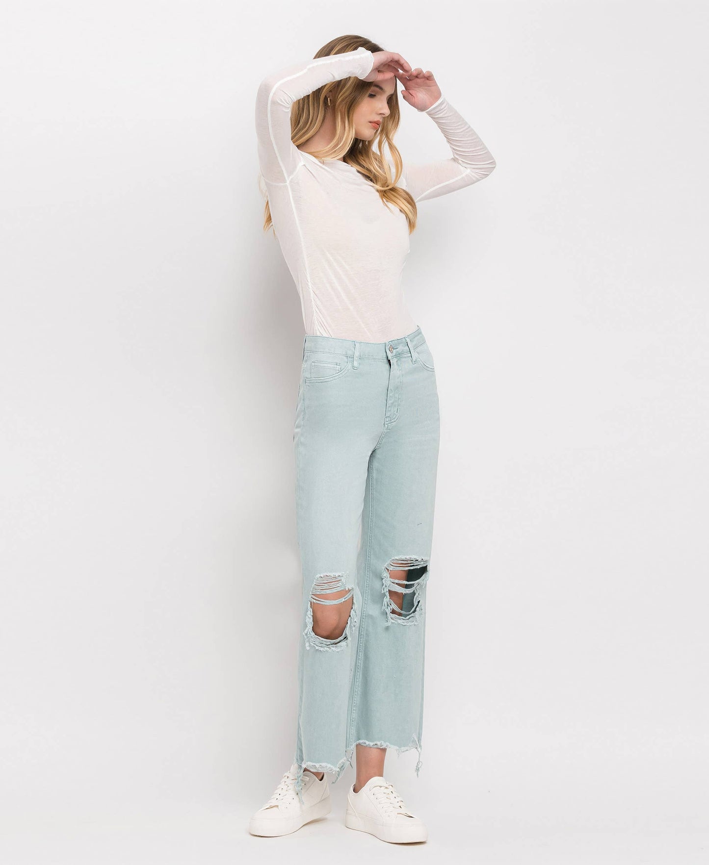 CROP FLARE JEANS- CLOUD BLUE