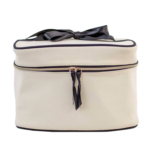 CREAM/BLACK COSMETIC BAG