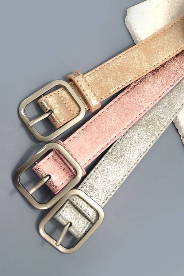 METALLIC FAUX LEATHER BELT: GOLD