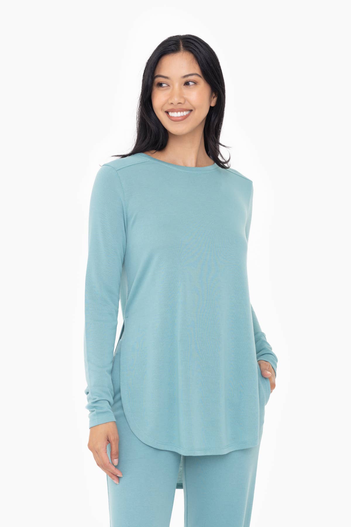 SIDE SLIT FLOW TOP: TEAL