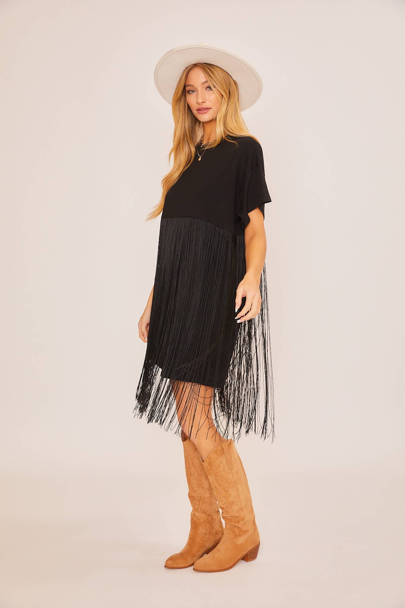 T-SHIRT DRESS WITH TASSEL WAIST DETAIL