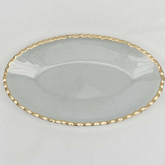 OVAL SERVING TRAY CLEAR/GOLD