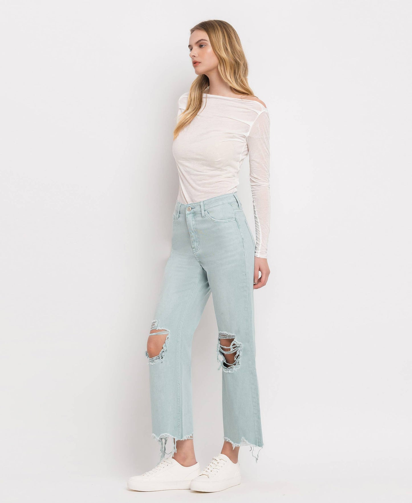 CROP FLARE JEANS- CLOUD BLUE