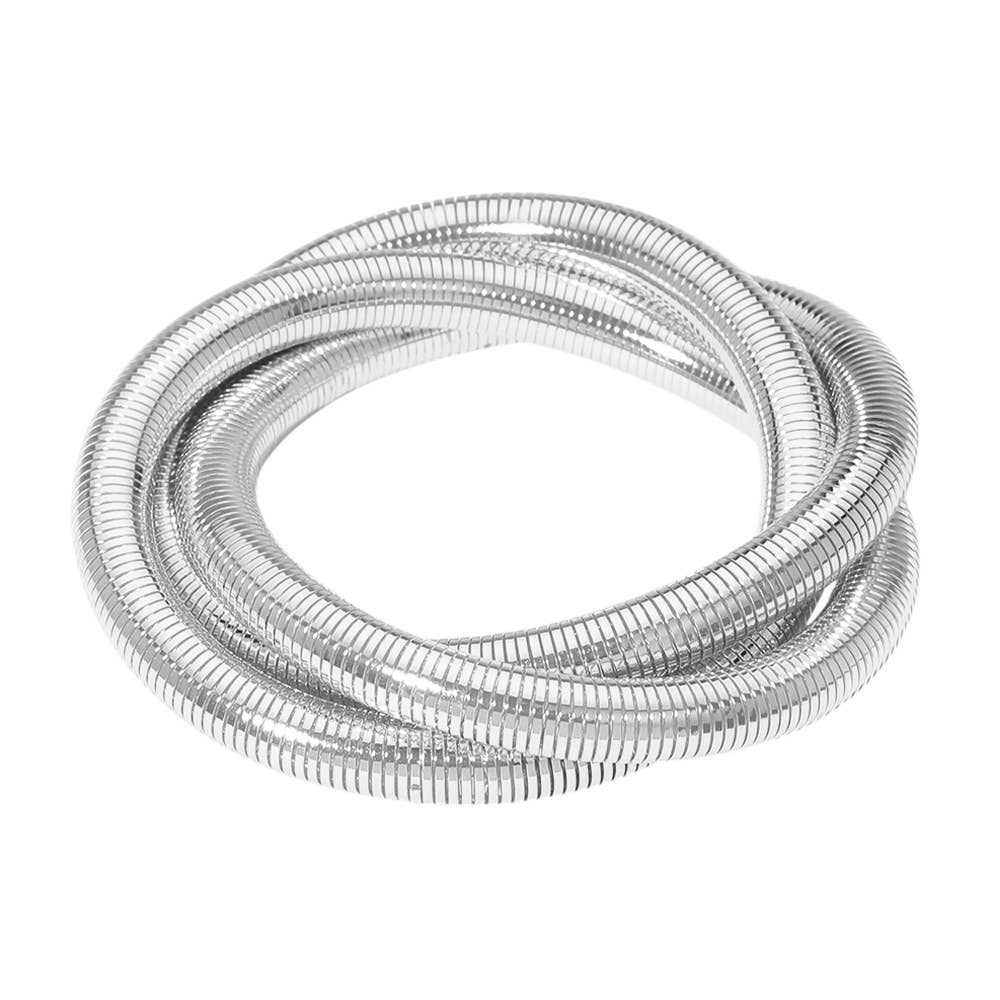 TRIPLE TWISTED STRETCH BRACELET: SILVER