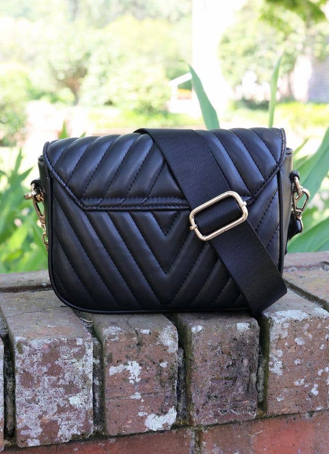 ANGELA CROSSBODY: QUILTED BLK