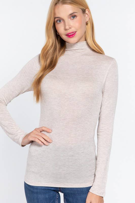 LONG SLEEVE JERSEY SPANDEX TOP: OATMEAL