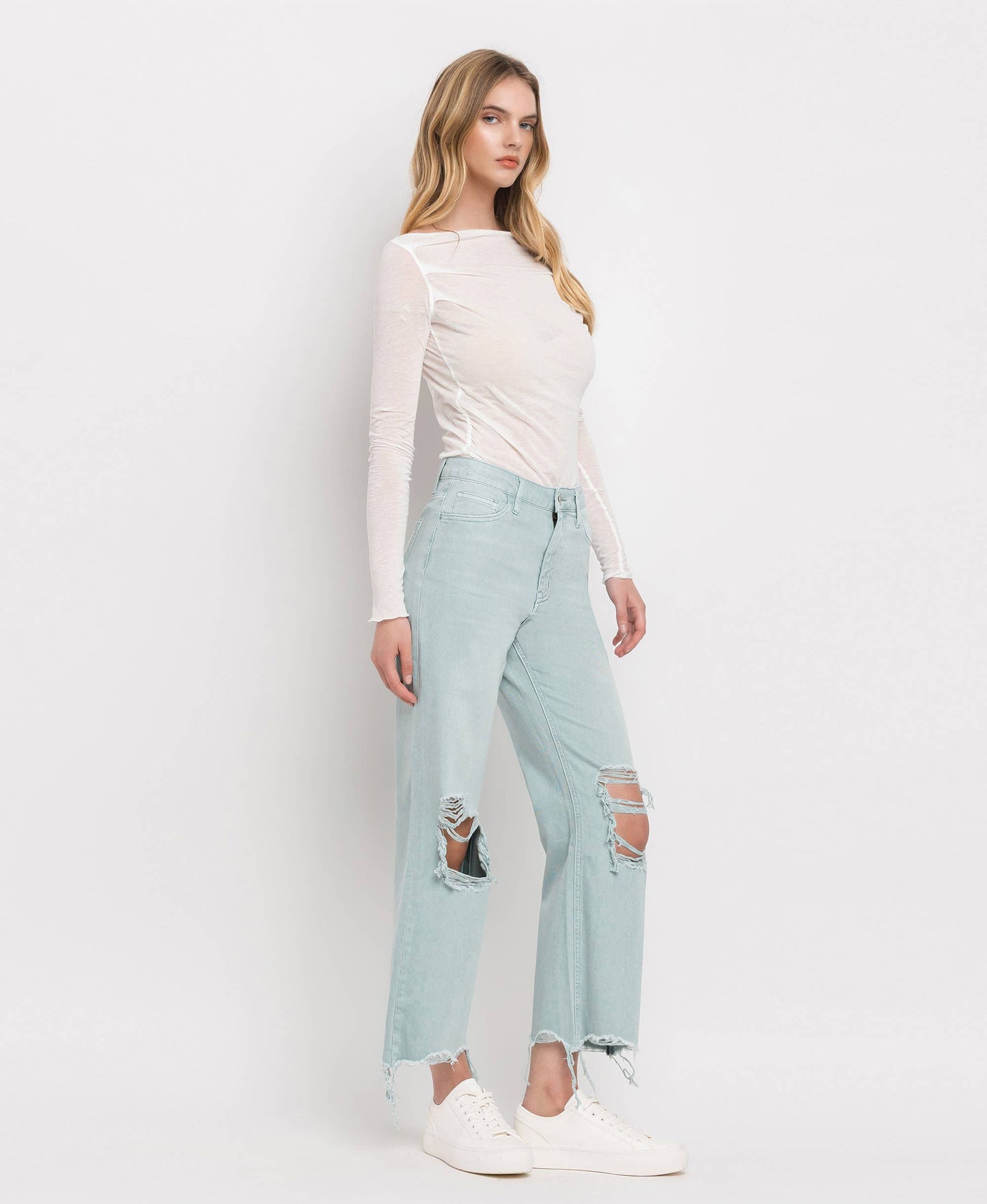 CROP FLARE JEANS- CLOUD BLUE