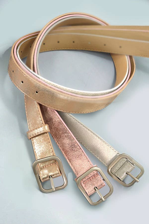 METALLIC FAUX LEATHER BELT: GOLD