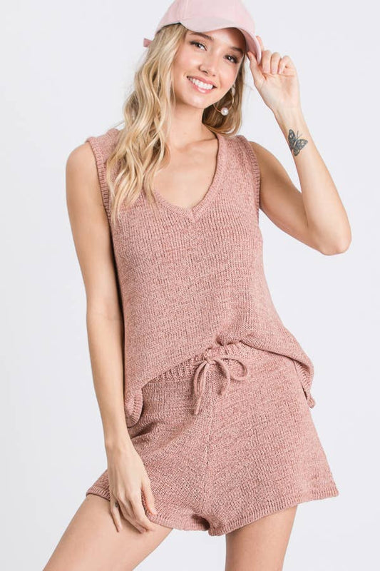KNIT LOUNGE SET: DUSTY ROSE