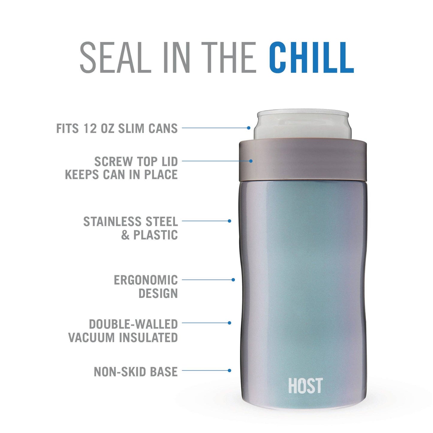 STAY CHILL CAN COOLER: GREY