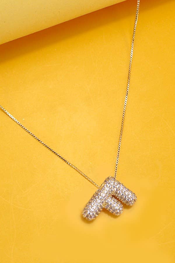 INITIAL PAVE BUBBLE  NECKLACE