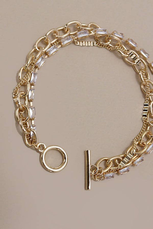 MULTI LAYER TOGGLE BRACELET: GOLD