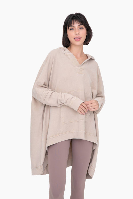 OVERSIZED PONCHO: TAUPE