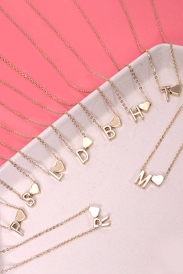 BRASS MONOGRAM HEART CHARM NECKLACE