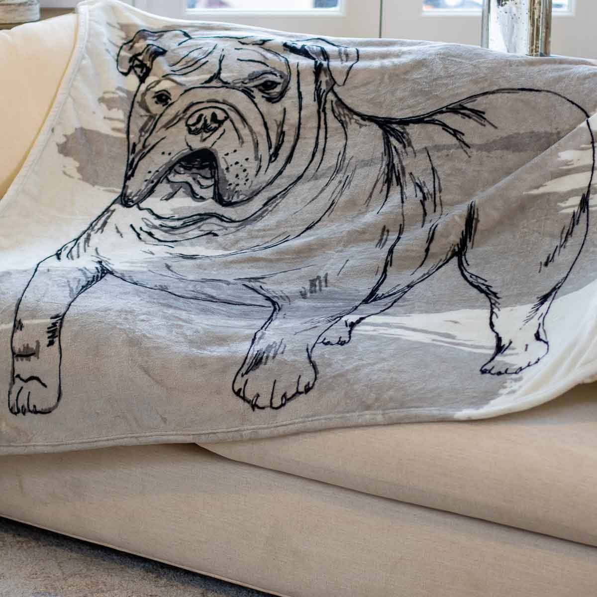 GREY BULLDOG THROW