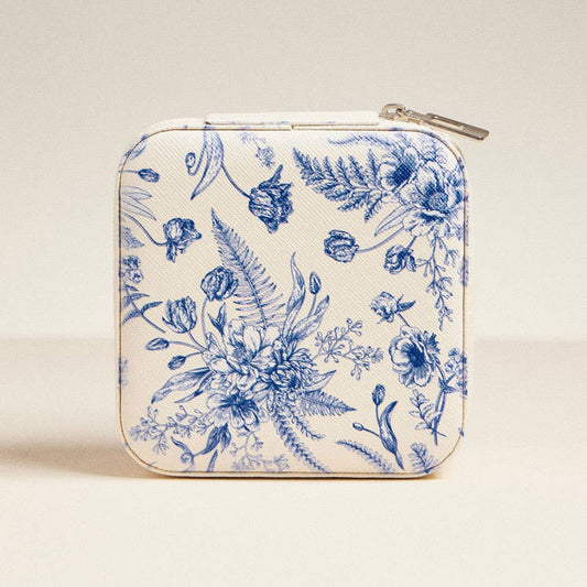 SQUARE JEWELRY BOX: BLUE FLORAL