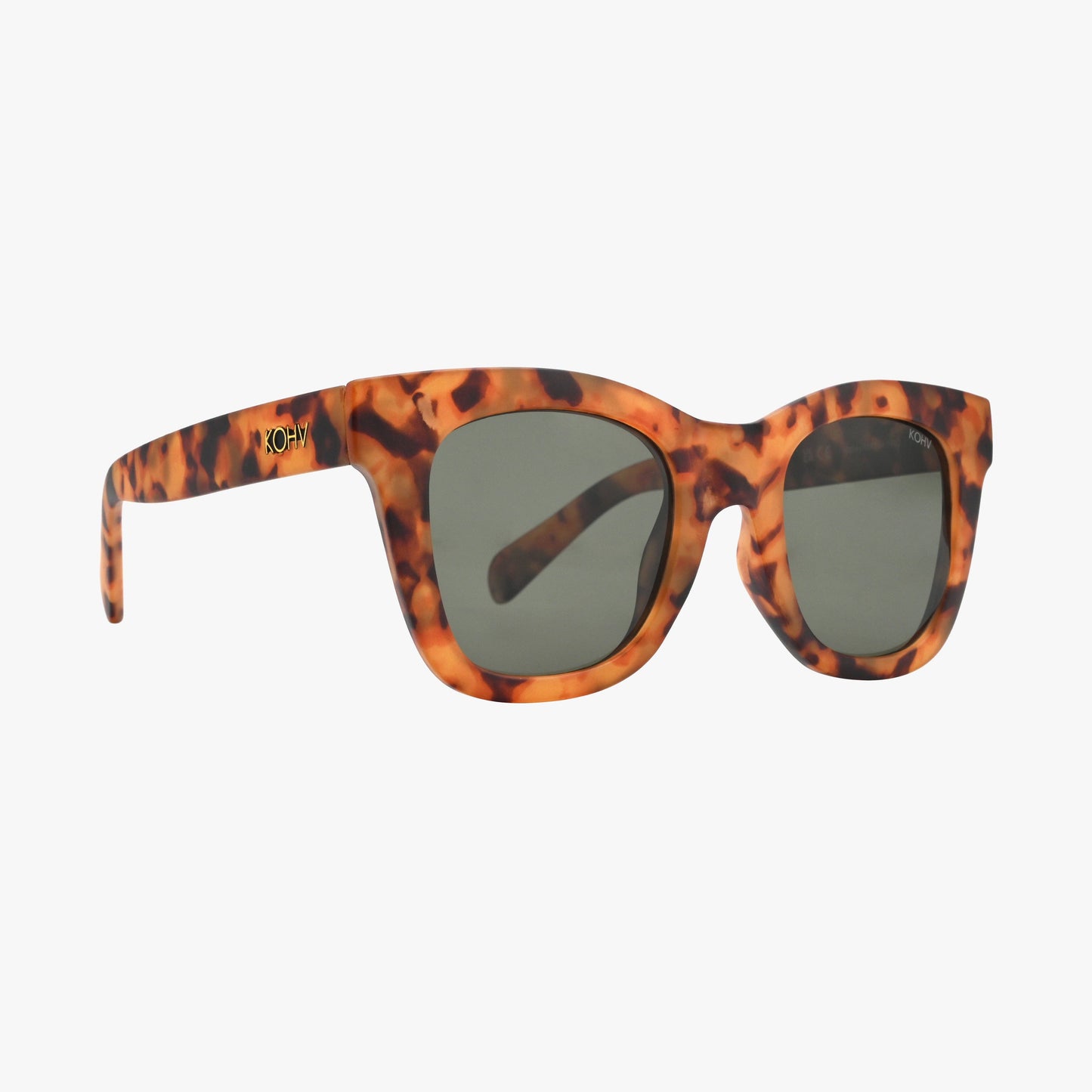 BAILEY MATTE TORTOISE Polarized Oversized Square Sunglasses: Amber Matte / Matte / Green