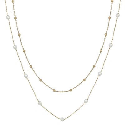 WATER RESISTANT GOLD/PEARL BEADED NECKLACE