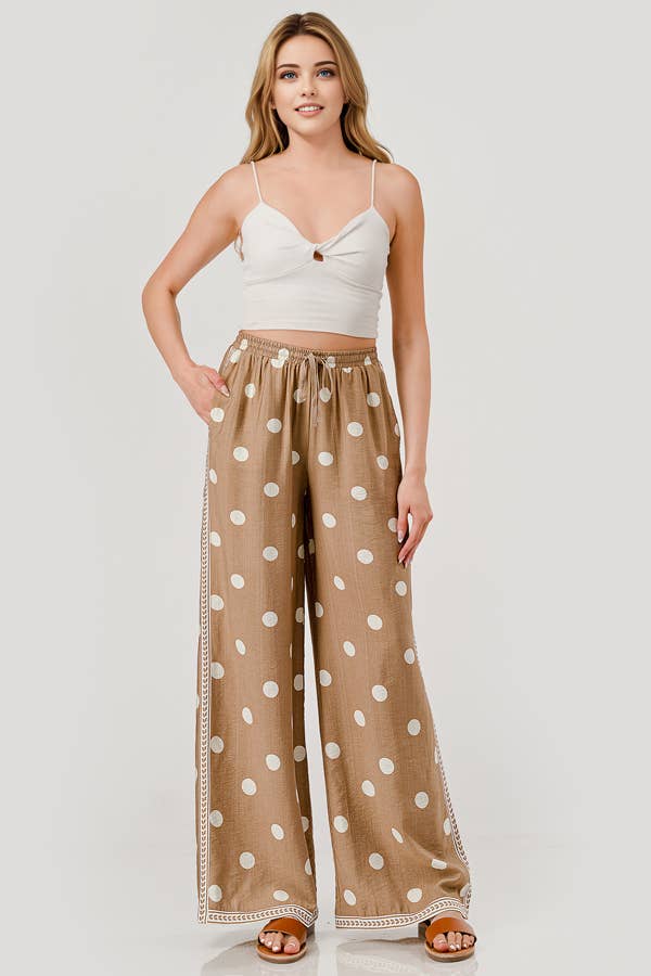 DRAWSTRING POLKA DOT PANT: BLACK