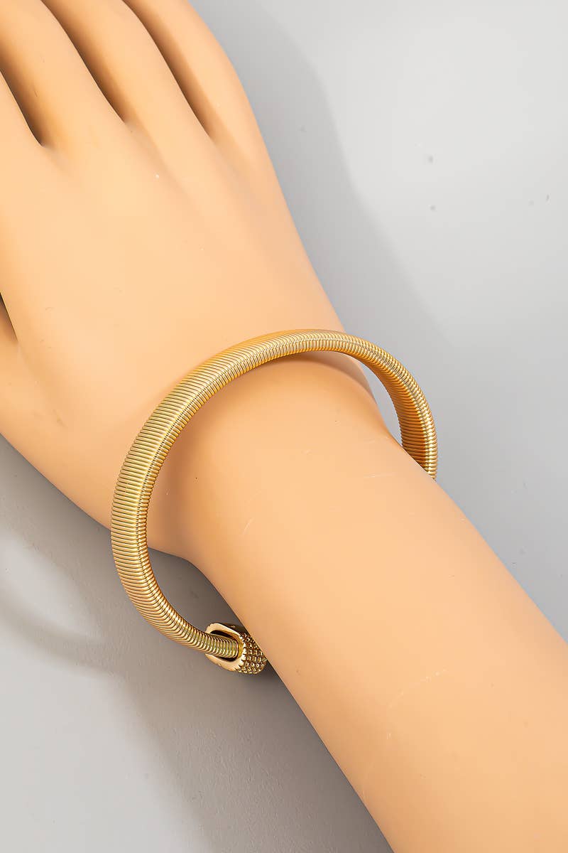 THIN FLAT ELASTIC METALLIC CUFF: SILVER