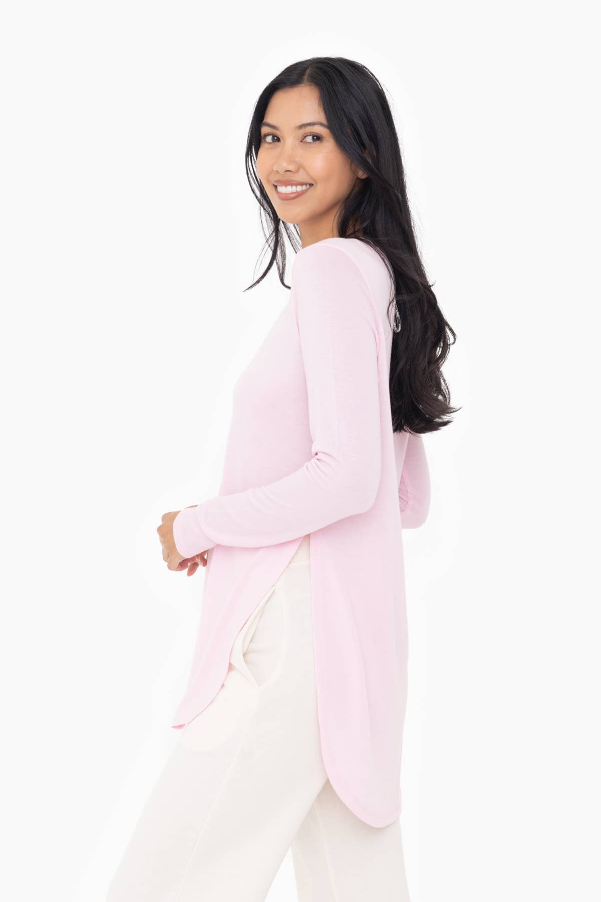 SIDE SLIT FLOW TOP: LIGHT PINK