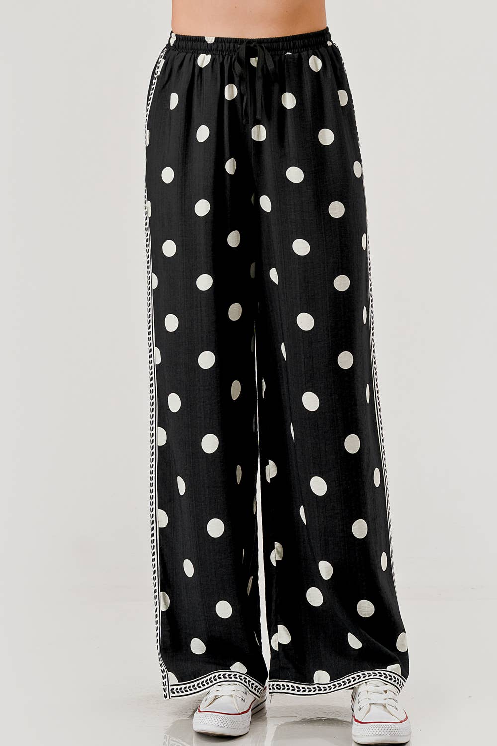 DRAWSTRING POLKA DOT PANT: BLACK