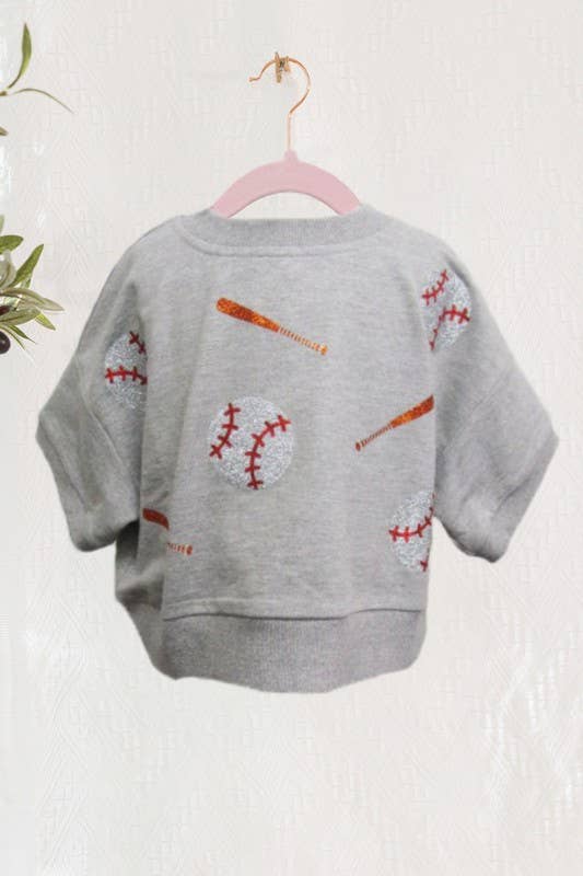 GIRLS GLITTER BASEBALL PULLOVER