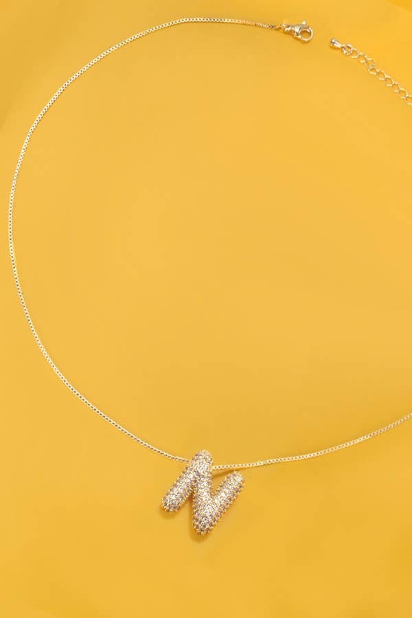 INITIAL PAVE BUBBLE  NECKLACE