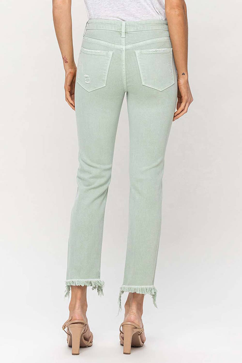 CROP STRAIGHT JEANS- MINT