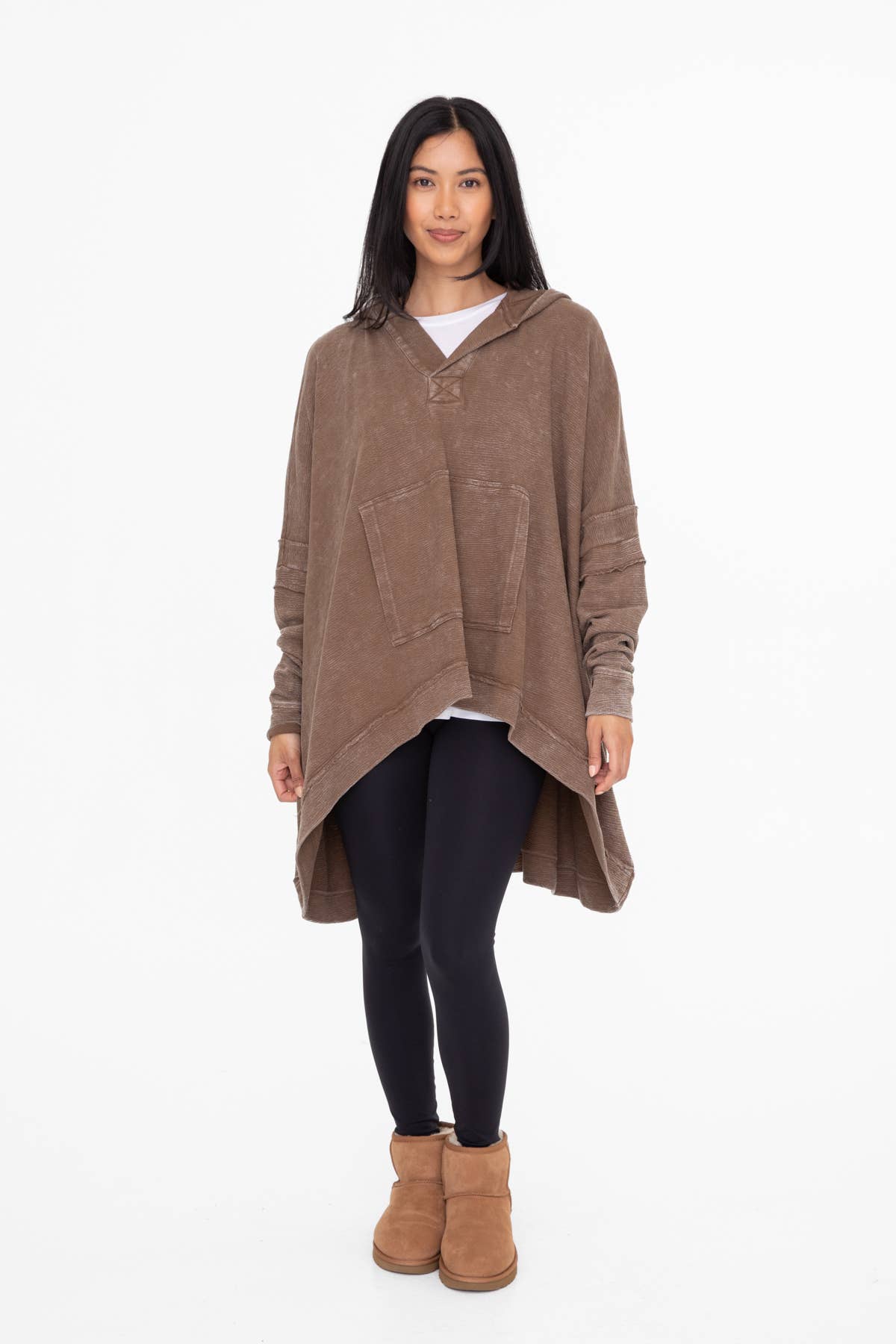 OVERSIZED PONCHO: TAUPE