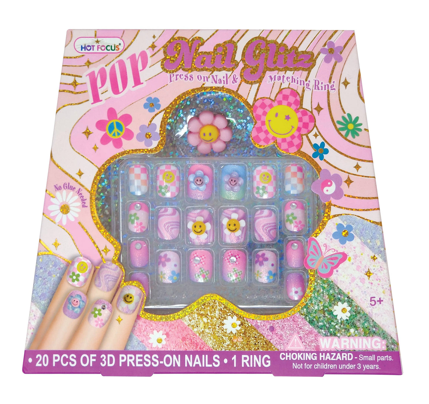 POP NAIL GLITZ: GROOVY FLOWER