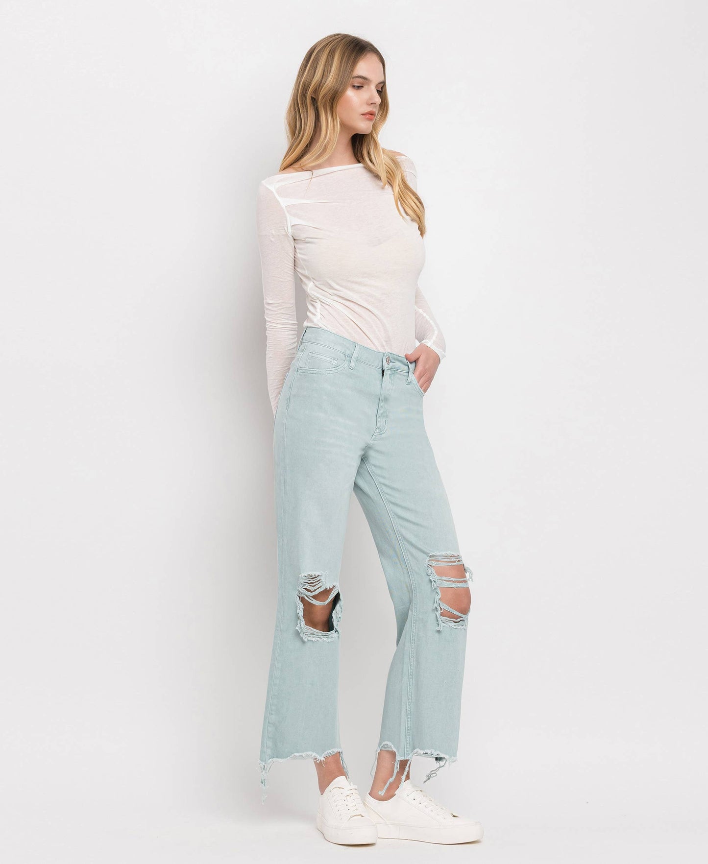 CROP FLARE JEANS- CLOUD BLUE