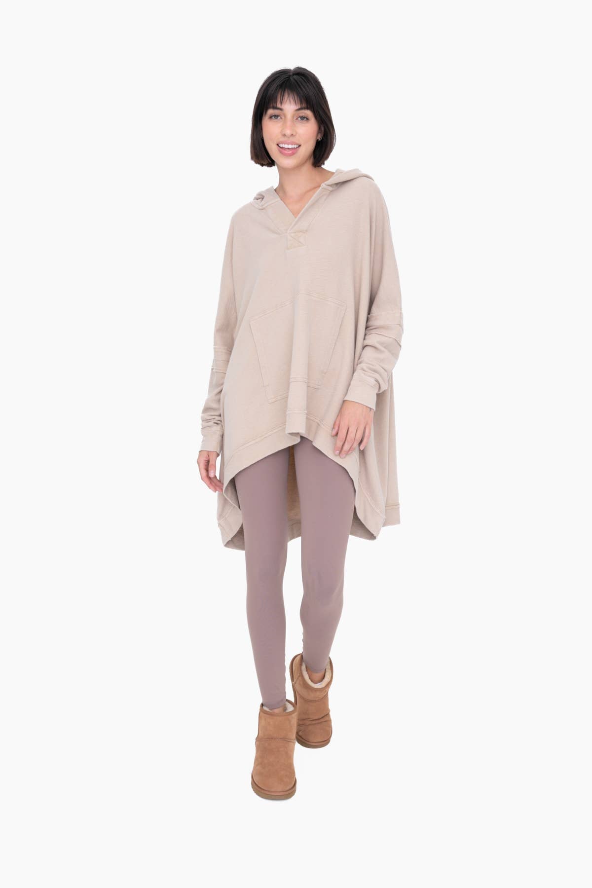 OVERSIZED PONCHO: TAUPE