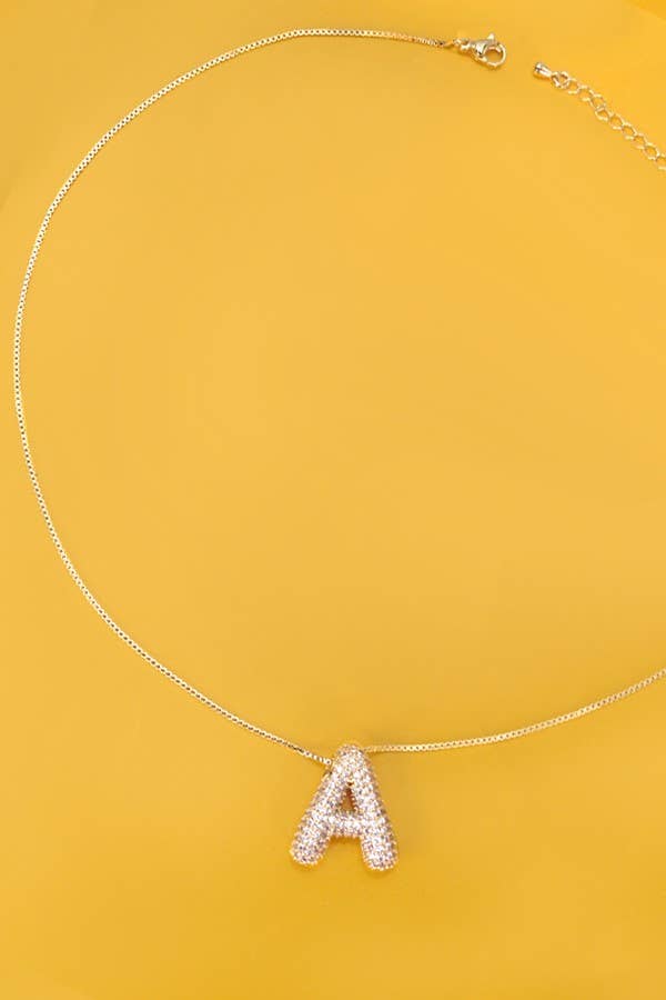 INITIAL PAVE BUBBLE  NECKLACE