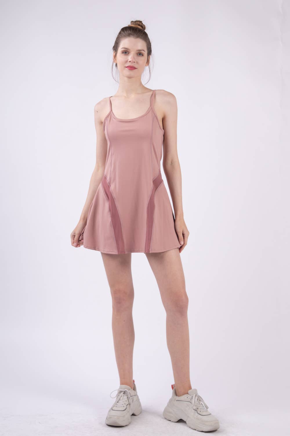 MESH TENNIS DRESS: MAUVE