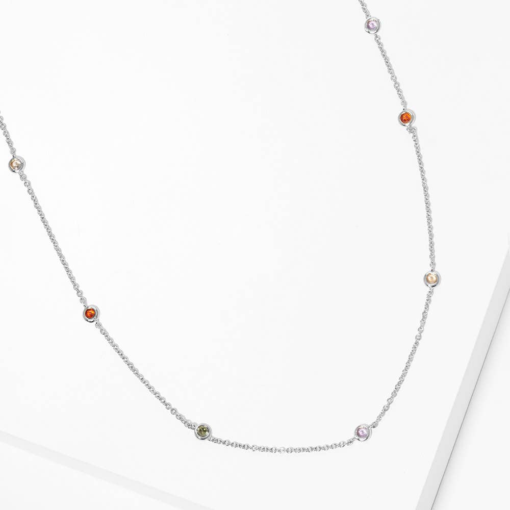 GOLD DIPPED CZ NECKLACE: SILVER