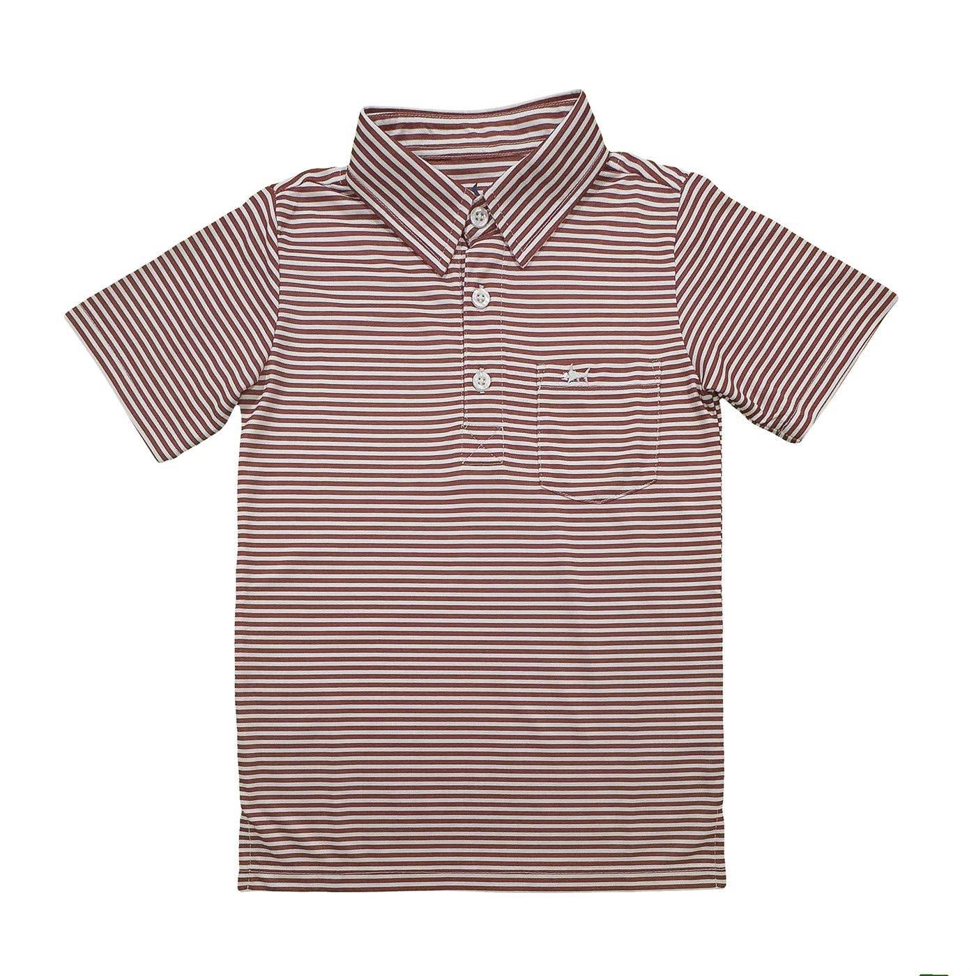 BOYS PERFORMANCE POLO: MAROON STRIPE