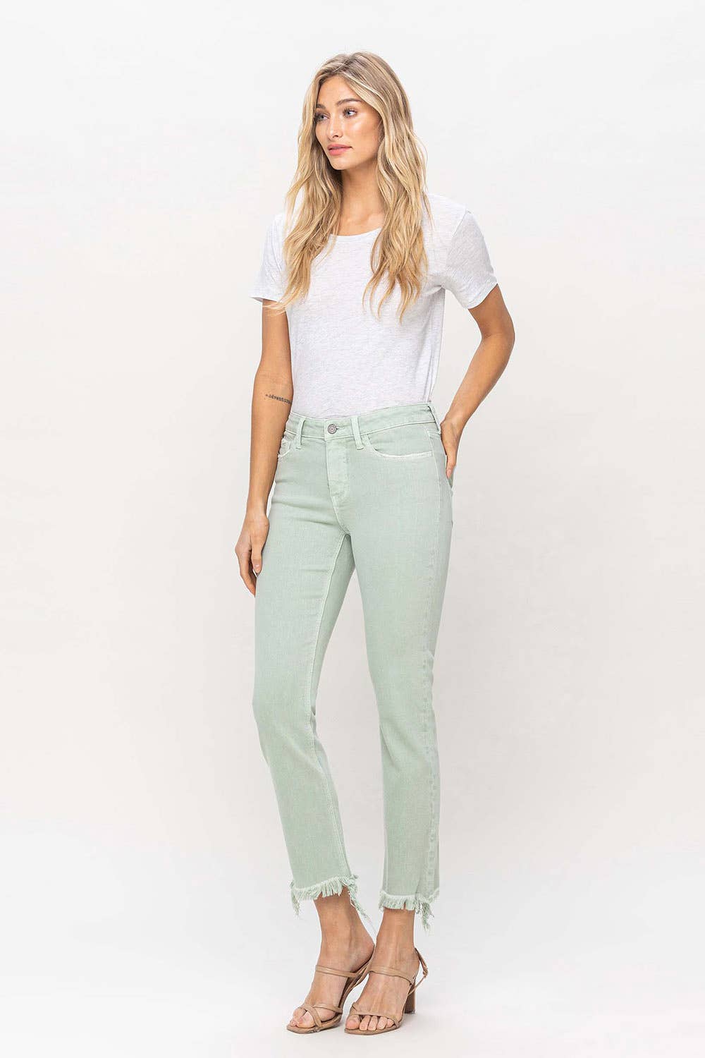 CROP STRAIGHT JEANS- MINT