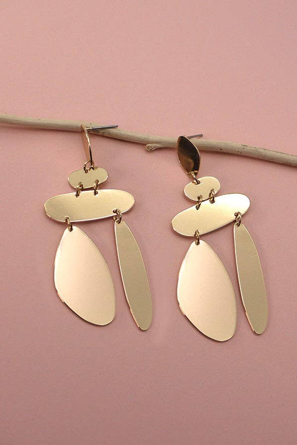 OFF SHAPE GEO DROP EARRINGS: GOLD