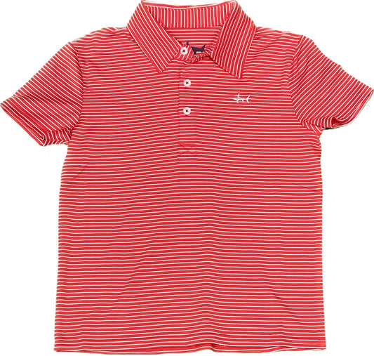 BOYS PERFORMANCE POLO: RED/WHITE