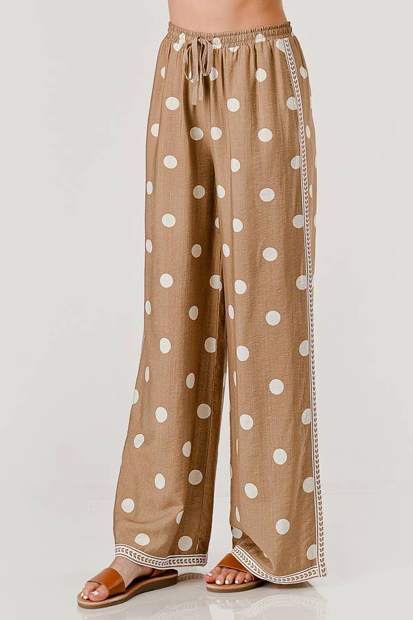 DRAWSTRING POLKA DOT PANT: BLACK