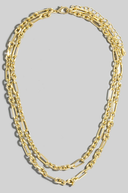 LAYERED MIX CHAIN NECKLACE: GOLD