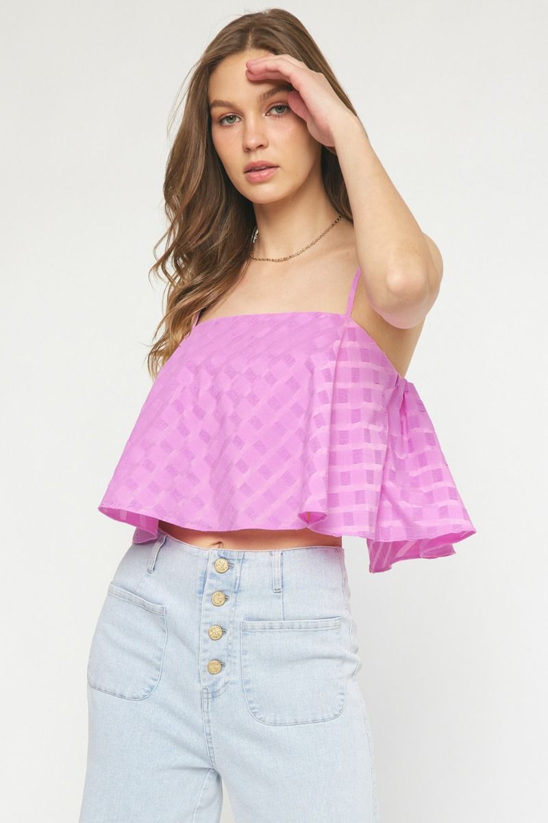 CHECKED CROP TANK: PINK