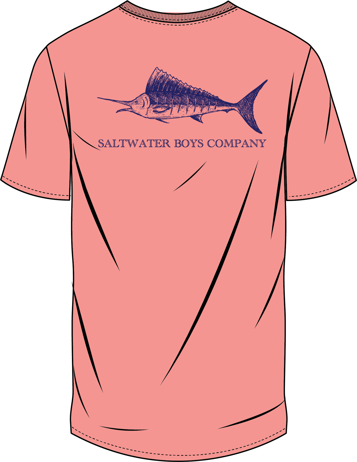 STRIPED MARLIN SS POCKET TEE CORAL