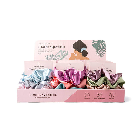 LEMON LAVENDER SATIN SCRUNCHIE 3PACK