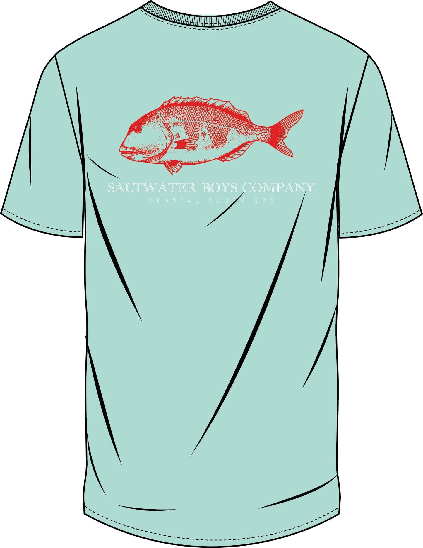 RED SNAPPER SS POCKET TEE AQUA